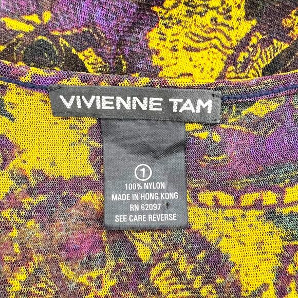 Vivienne Tam Maxi Sheer Printed Buddha Maxi Dress RARE 90's S - Picture 4 of 4